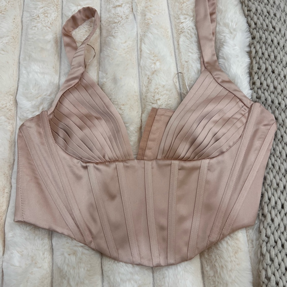Zara Blush Satin Structured Bustier Top